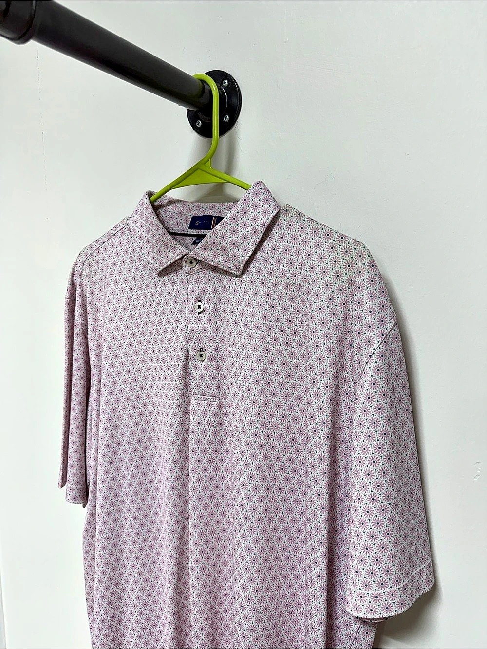 Stitch Golf Men's Geometric Polo Pink & White Size XL Like New